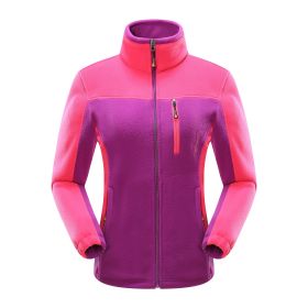 Cross-border Sources Of New Polar Fleece Warm Fleece Couple Cardigan Contrast (Option: Purple female-5XL)
